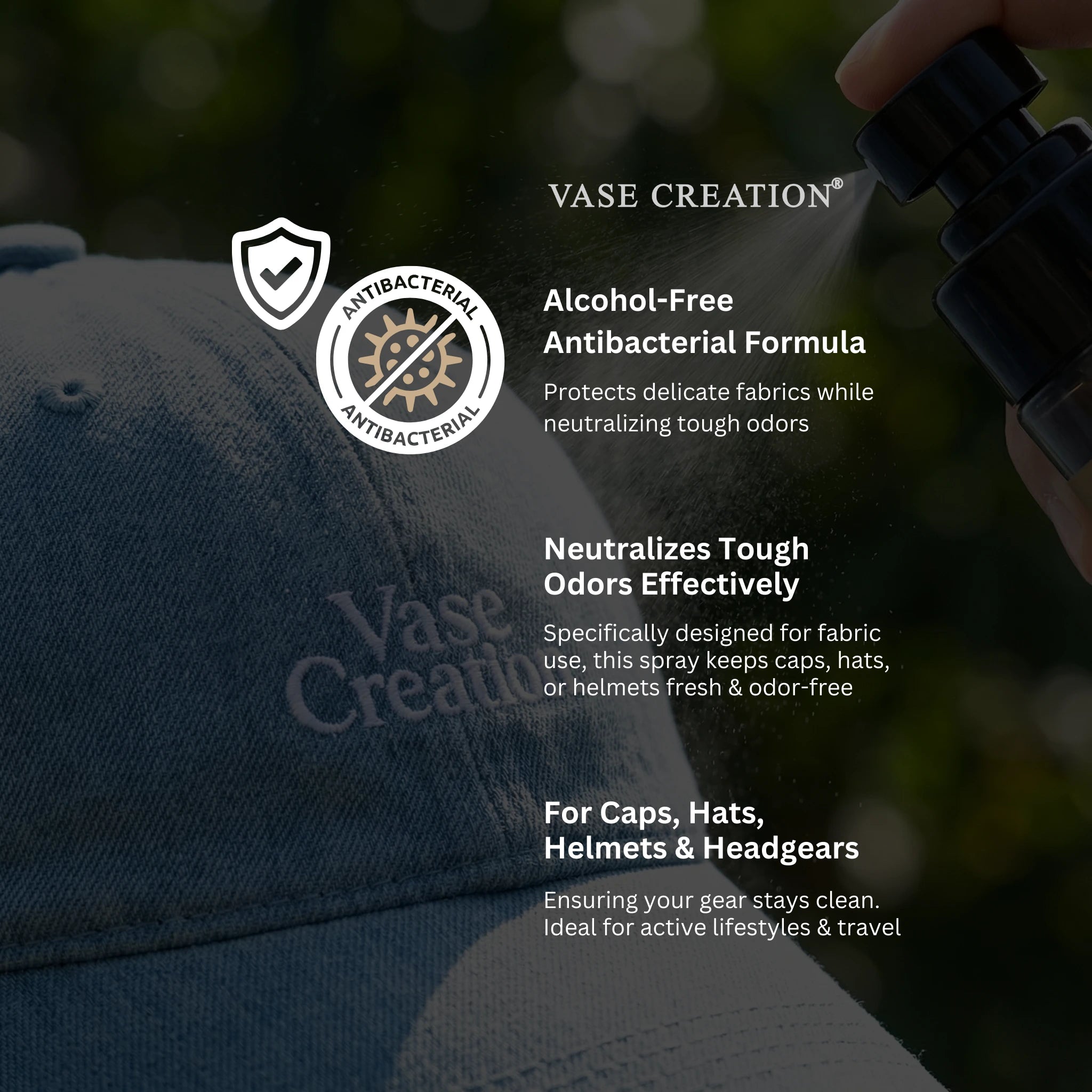 Vase Creation Alcohol-Free Eucalyptus Green Tea Cap Care Spray - Product Features